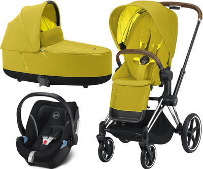 Kočárek CYBEX Set Priam Chrome Brown Seat Pack 2021 včetně Aton 5, mustard yellow - 1