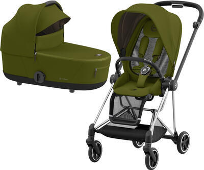 Kočárek CYBEX Mios Chrome Black Seat Pack 2022 včetně korby, khaki green - 1