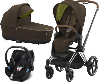 Kočárek CYBEX Set Priam Chrome Brown Seat Pack 2022 včetně Aton 5, khaki green - 1