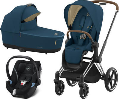 Kočárek CYBEX Set Priam Chrome Brown Seat Pack 2022 včetně Aton 5, mountain blue - 1