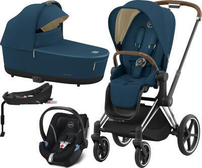 Kočárek CYBEX Set Priam Chrome Brown Seat Pack 2022 včetně Aton 5 a Base 2-fix, mountain blue - 1