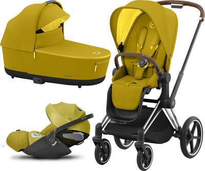 Kočárek CYBEX Set Priam Chrome Brown Seat Pack 2022 včetně Cloud Z2 i-Size PLUS, mustard yellow - 1