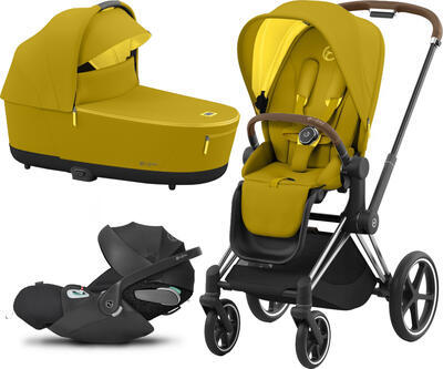 Kočárek CYBEX Set Priam Chrome Brown Seat Pack 2022 včetně Cloud Z2 i-Size, mustard yellow - 1