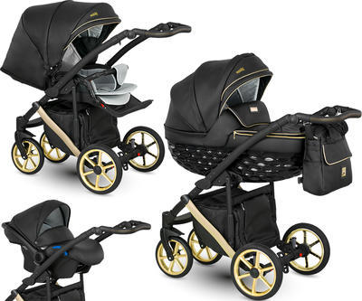 Kočárek CAMARELO Maggio ECO 2021 včetně autosedačky, 11 černá + černo-zlatá konstrukce a detail - 1