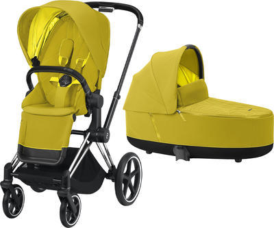 Kočárek CYBEX Priam Chrome Black Seat Pack 2021 včetně korby, mustard yellow - 1