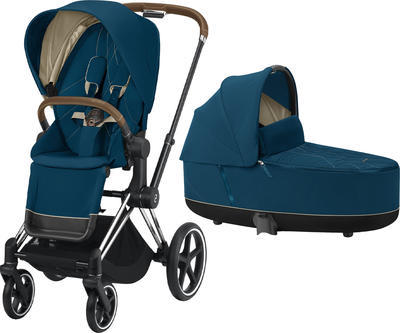 Kočárek CYBEX Priam Chrome Brown Seat Pack 2021 včetně korby, mountain blue - 1
