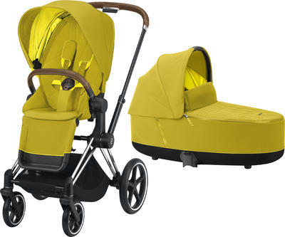 Kočárek CYBEX Priam Chrome Brown Seat Pack 2021 včetně korby, mustard yellow - 1
