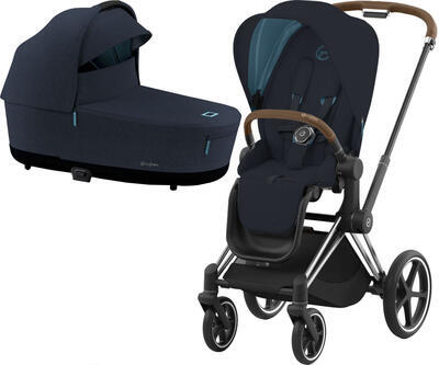 Kočárek CYBEX Priam Chrome Brown Seat Pack PLUS 2022 včetně korby, midnight blue - 1