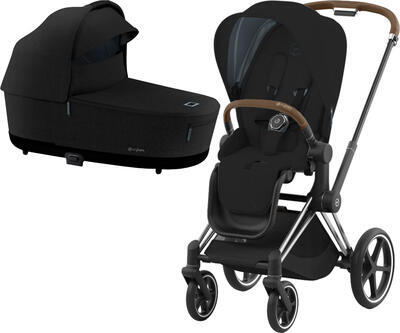 Kočárek CYBEX Priam Chrome Brown Seat Pack PLUS 2022 včetně korby, stardust black - 1
