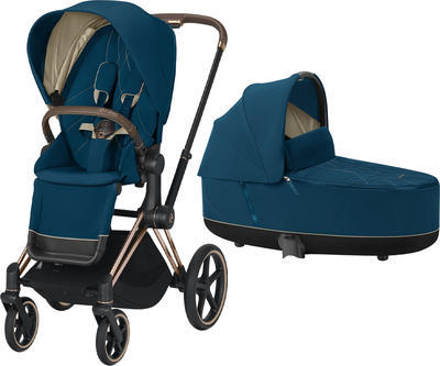 Kočárek CYBEX Priam Rosegold Seat Pack 2021 včetně korby, mountain blue - 1