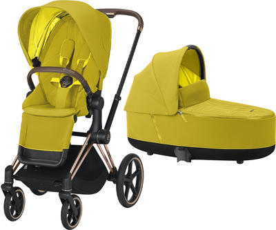 Kočárek CYBEX Priam Rosegold Seat Pack 2021 včetně korby, mustard yellow - 1