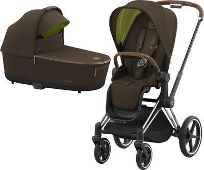 Kočárek CYBEX Priam Chrome Brown Seat Pack 2022 včetně korby, khaki green - 1