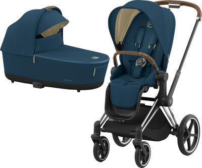 Kočárek CYBEX Priam Chrome Brown Seat Pack 2022 včetně korby, mountain blue - 1