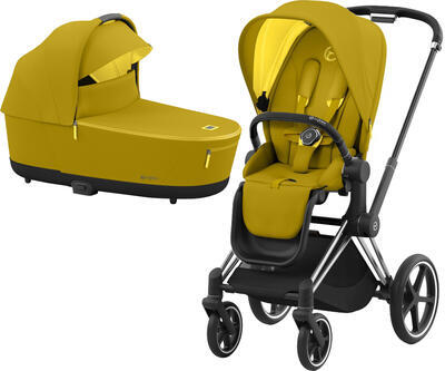 Kočárek CYBEX Priam Chrome Black Seat Pack 2022 včetně korby, mustard yellow - 1