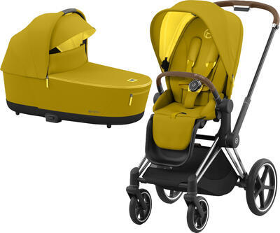 Kočárek CYBEX Priam Chrome Brown Seat Pack 2023 včetně korby, mustard yellow - 1