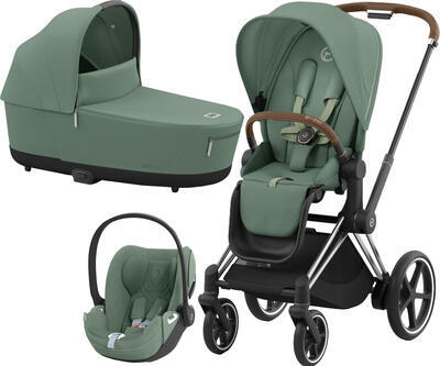 Kočárek CYBEX Set e-Priam Chrome Brown Seat Pack 2024 včetně Cloud T i-Size PLUS, leaf green - 1