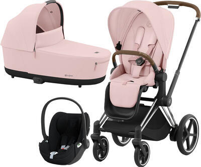 Kočárek CYBEX Set e-Priam Chrome Brown Seat Pack 2024 včetně Cloud T i-Size PLUS, peach pink - 1