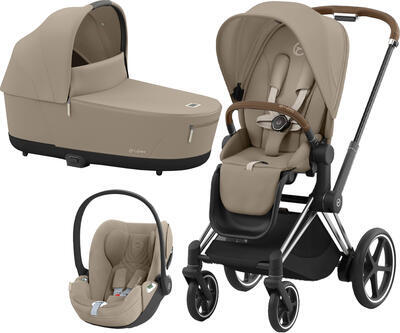 Kočárek CYBEX Set e-Priam Chrome Brown Seat Pack 2024 včetně Cloud T i-Size PLUS, cozy beige - 1