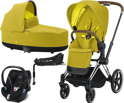 Kočárek CYBEX Set Priam Chrome Brown Seat Pack 2021 včetně Aton 5 a báze, mustard yellow - 1