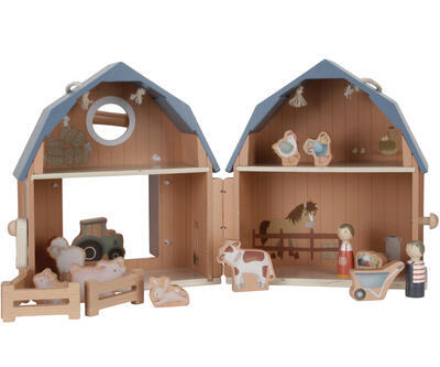 Přenosný dřevěný domeček pro panenky LITTLE DUTCH Farma 2024 - 1