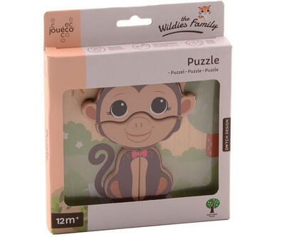 Dřevěné mini puzzle JOUÉCO The Wildies Family 12m+ 2023, monkey