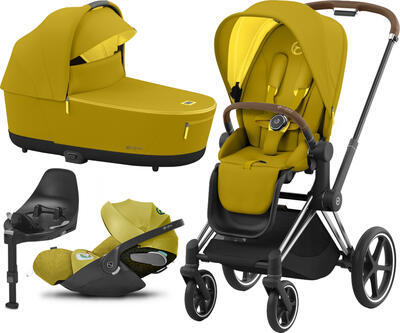Kočárek CYBEX Set Priam Chrome Brown Seat Pack 2022 včetně Cloud Z2 i-Size PLUS a base Z2, mustard yellow - 1
