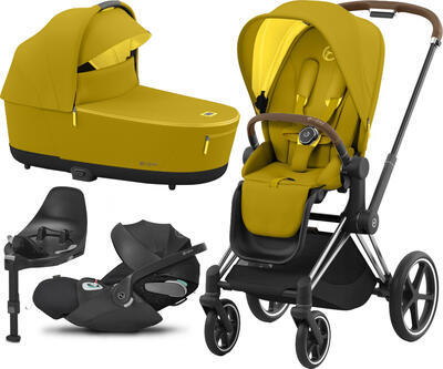 Kočárek CYBEX Set Priam Chrome Brown Seat Pack 2022 včetně Cloud Z2 i-Size a base Z2, mustard yellow - 1