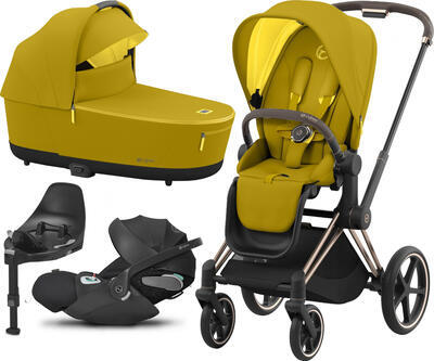 Kočárek CYBEX Set Priam Rosegold Seat Pack 2022 včetně Cloud Z2 i-Size a base Z2, mustard yellow - 1