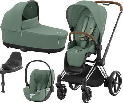 Kočárek CYBEX Set e-Priam Chrome Brown Seat Pack 2024 včetně Cloud T i-Size PLUS a báze, leaf green - 1