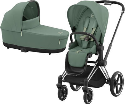 Kočárek CYBEX Priam Chrome Black Seat Pack 2024 včetně korby, leaf green - 1