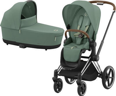 Kočárek CYBEX Priam Chrome Brown Seat Pack 2024 včetně korby, leaf green - 1
