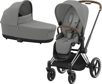 Kočárek CYBEX Priam Chrome Brown Seat Pack 2024 včetně korby, mirage grey - 1