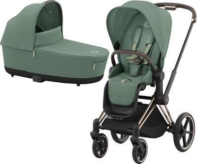 Kočárek CYBEX Priam Rosegold Seat Pack 2024 včetně korby, leaf green - 1