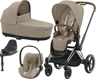 Kočárek CYBEX Set Priam Chrome Brown Seat Pack 2024 včetně Cloud T i-Size PLUS a báze T, cozy beige - 1