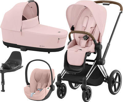 Kočárek CYBEX Set Priam Chrome Brown Seat Pack 2024 včetně Cloud T i-Size PLUS a báze T, peach pink - 1