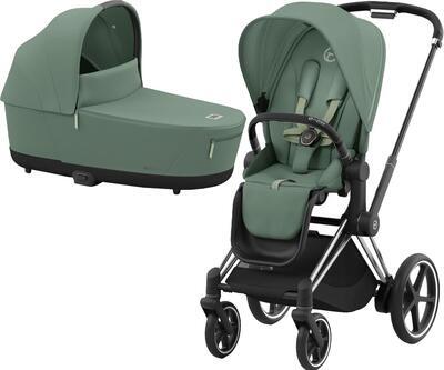Kočárek CYBEX e-Priam Chrome Black Seat Pack 2024 včetně korby, leaf green - 1