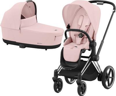 Kočárek CYBEX e-Priam Chrome Black Seat Pack 2024 včetně korby, peach pink - 1