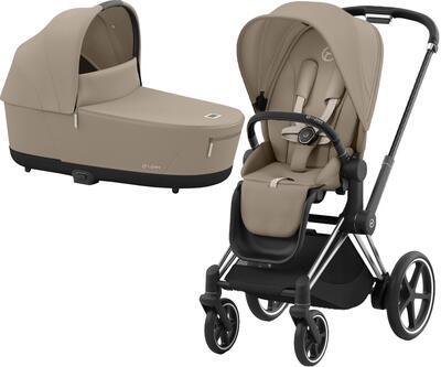 Kočárek CYBEX e-Priam Chrome Black Seat Pack 2024 včetně korby, cozy beige - 1