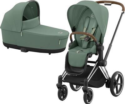 Kočárek CYBEX e-Priam Chrome Brown Seat Pack 2024 včetně korby, leaf green - 1