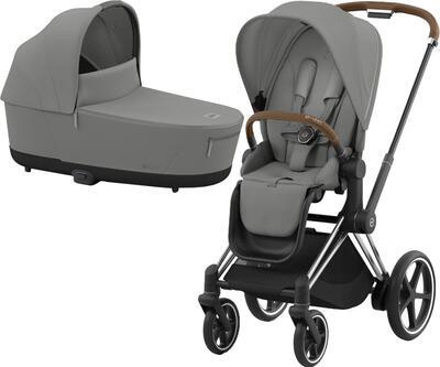 Kočárek CYBEX e-Priam Chrome Brown Seat Pack 2024 včetně korby, mirage grey - 1