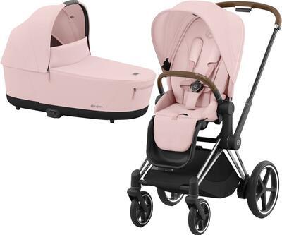 Kočárek CYBEX e-Priam Chrome Brown Seat Pack 2024 včetně korby, peach pink - 1