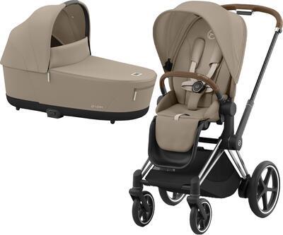 Kočárek CYBEX e-Priam Chrome Brown Seat Pack 2024 včetně korby, cozy beige - 1