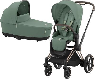 Kočárek CYBEX e-Priam Rosegold Seat Pack 2024 včetně korby, leaf green - 1