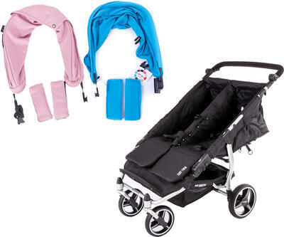Kočárek BABY MONSTERS Easy Twin Silver Colour Pack 2020, světle modrá/světle růžová - 1