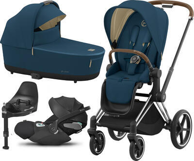 Kočárek CYBEX Set Priam Chrome Brown Seat Pack 2022 včetně Cloud Z2 i-Size a base Z2, mountain blue - 1