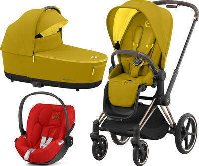 Kočárek CYBEX Set Priam Rosegold Seat Pack 2022 včetně Cloud Z i-Size, mustard yellow - 1