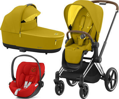 Kočárek CYBEX Set Priam Chrome Brown Seat Pack 2022 včetně Cloud Z i-Size, mustard yellow - 1