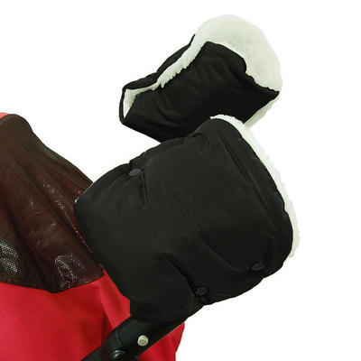 Rukávník EMITEX ke kočárku/rukavice golfové hole s kožichem 2020, černý + 50% kožich
