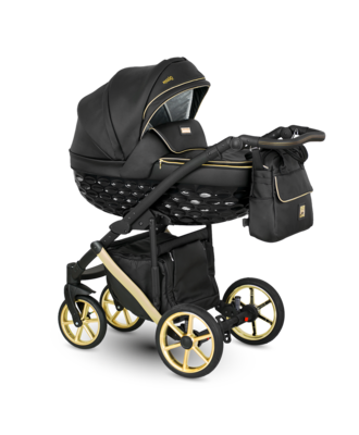 Kočárek CAMARELO Maggio ECO 2021 včetně autosedačky, 11 černá + černo-zlatá konstrukce a detail - 2