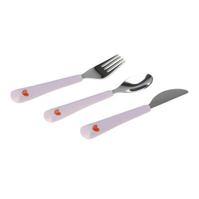 Dětský příbor LÄSSIG Cutlery with Silicone Handle 3pcs Happy Rascals 2024, heart lavender - 3
